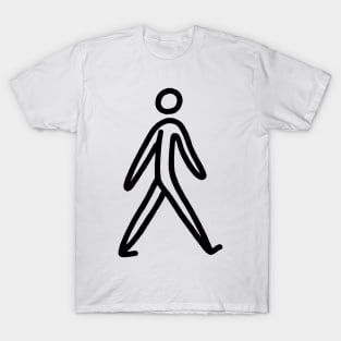 Stick figure man in black ink T-Shirt